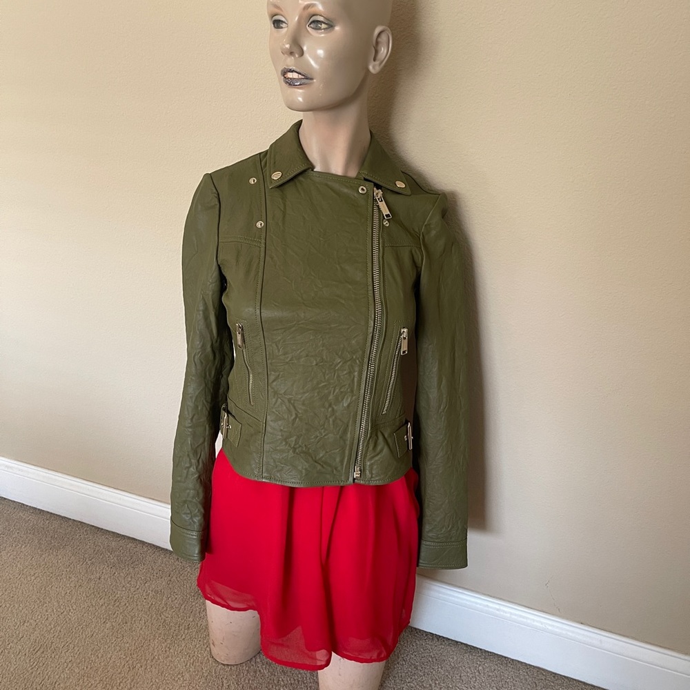 NWT Michael Kors Leather Moto Jacket Gold Hardware